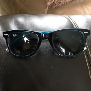 RARE Blue Rimmed Black Ray Ban Wayfarers